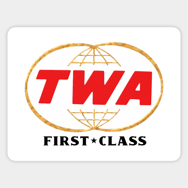 Vintage Metallic style TWA logo First Class Sticker by Artizan